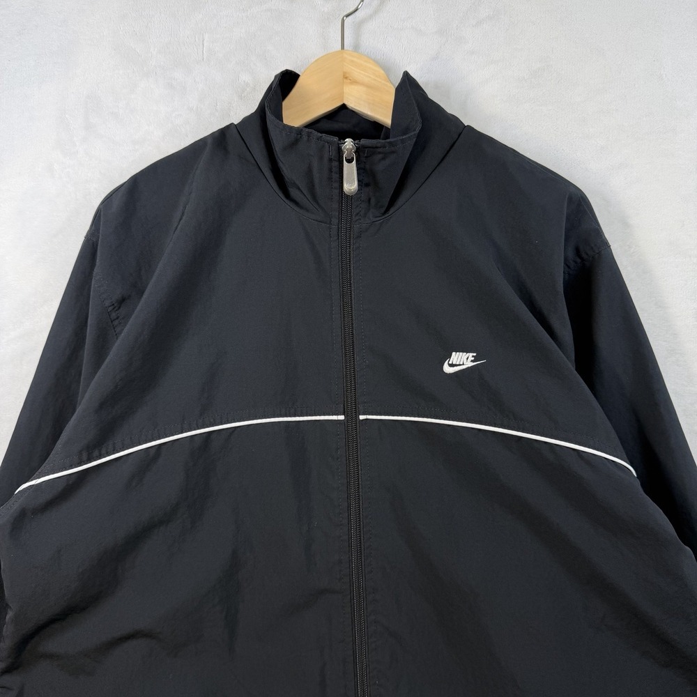 Vintage Silver Tag Nike Men's Windbreaker Full Zip Black Lightweight Lined Large